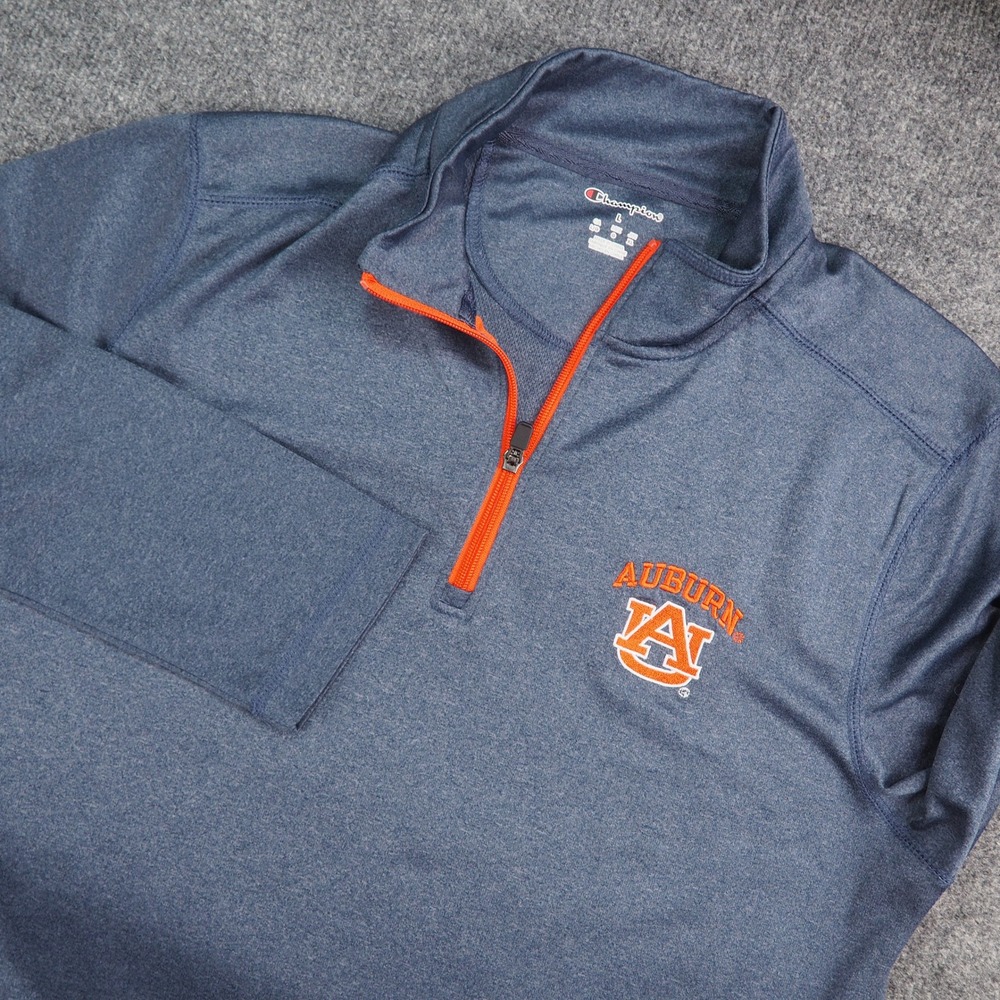 Auburn Quarter Zip Pullover Mens Large Blue Heathered Tigers Champion NCAA SEC
